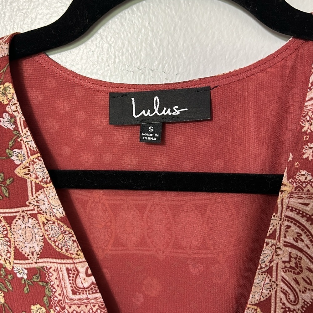 Lulus Field Of Flowers Rust Red Multi Print Long … - image 4